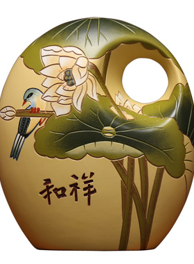 新中式陶瓷客厅隔断柜工艺小摆件中国民族复古风玄关博古架装饰品