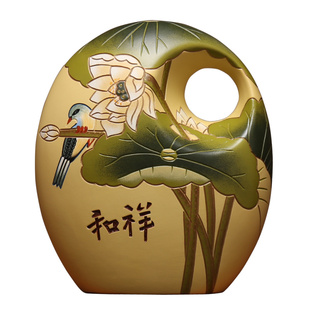 新中式陶瓷客厅隔断柜工艺小摆件中国民族复古风玄关博古架装饰品