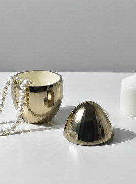 后现代轻奢金属首饰盒q储物罐子样板间卧室梳妆台珠宝收纳盒装饰