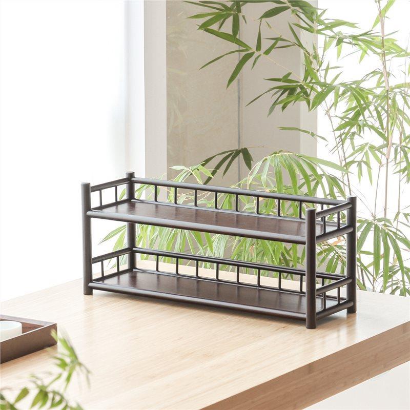 博古架小型实木摆件收纳茶杯置物架子茶具多层茶托茶架展示架