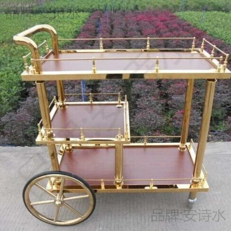 实木酒水车酒店大号双层送餐手推车宾馆多功能酒水服务车15天左右