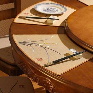 中式圆桌扇形餐垫中国风高档餐盘垫防烫隔热酒店餐具垫家用餐桌垫