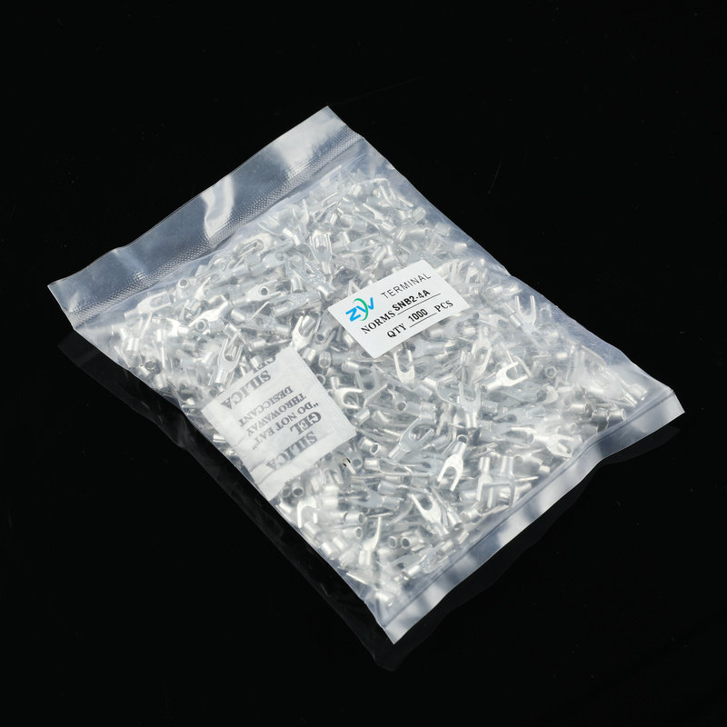 国标A级叉型裸端头SNB2-4 U型冷压接线端子紫铜焊接 1000只 厚0.8