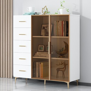 五斗柜玻璃门简约现代抽屉式收纳柜卧室柜子储物柜轻奢Z五斗橱斗