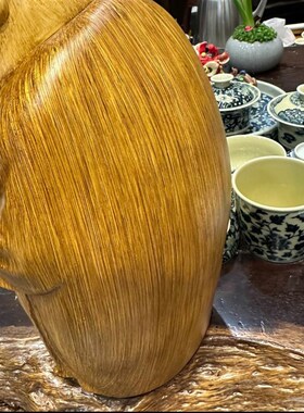 地主算盘仿竹根雕大肚招财地主婆地主笑佛摆件茶空间玄关送礼开业