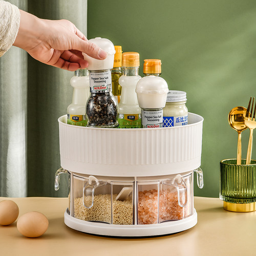 层房双厨旋转调味盒多功能置物盒多层收纳用品家用调味架装置大全