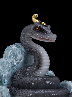 生肖蛇灵蛇摆件东北蛇家真身柳家蟒蛇青蛇白蛇汉白玉家用摆件