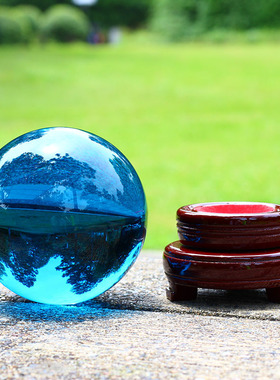 湖蓝色水晶球办公室学生书桌家具玻璃高考家具摆放玄关隔断摆件