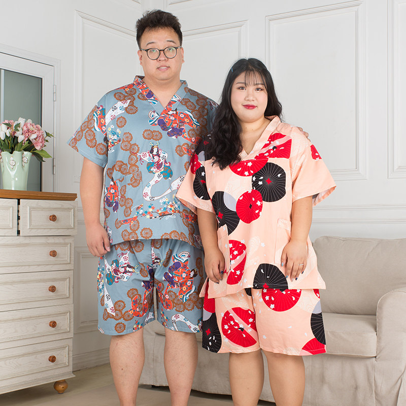 胖人200-300斤加肥特大码全棉汗蒸服男女套装情侣按摩洗浴服睡衣
