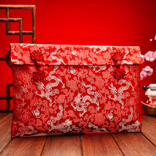 结婚定亲提聘礼大号礼金袋装8-12万元改口布艺大红包婚庆彩礼袋