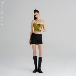 百搭时尚 蝴蝶结抹胸胸衣提花半裙套装 不挑人简约气质 YOLLA