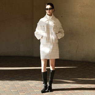 粗花呢外套高级感休闲套装 时尚 小香上衣高腰短裙秋冬 YOLLA