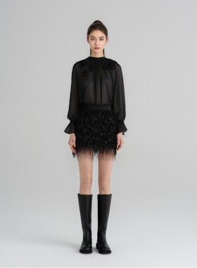 WEPRIVE 设计师款流苏半裙显瘦时尚礼服高腰包臀短裙YL25SK09