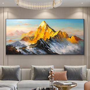 客厅装饰画现代玄关挂画简约金山立体风景油画轻奢纯手绘抽象版画