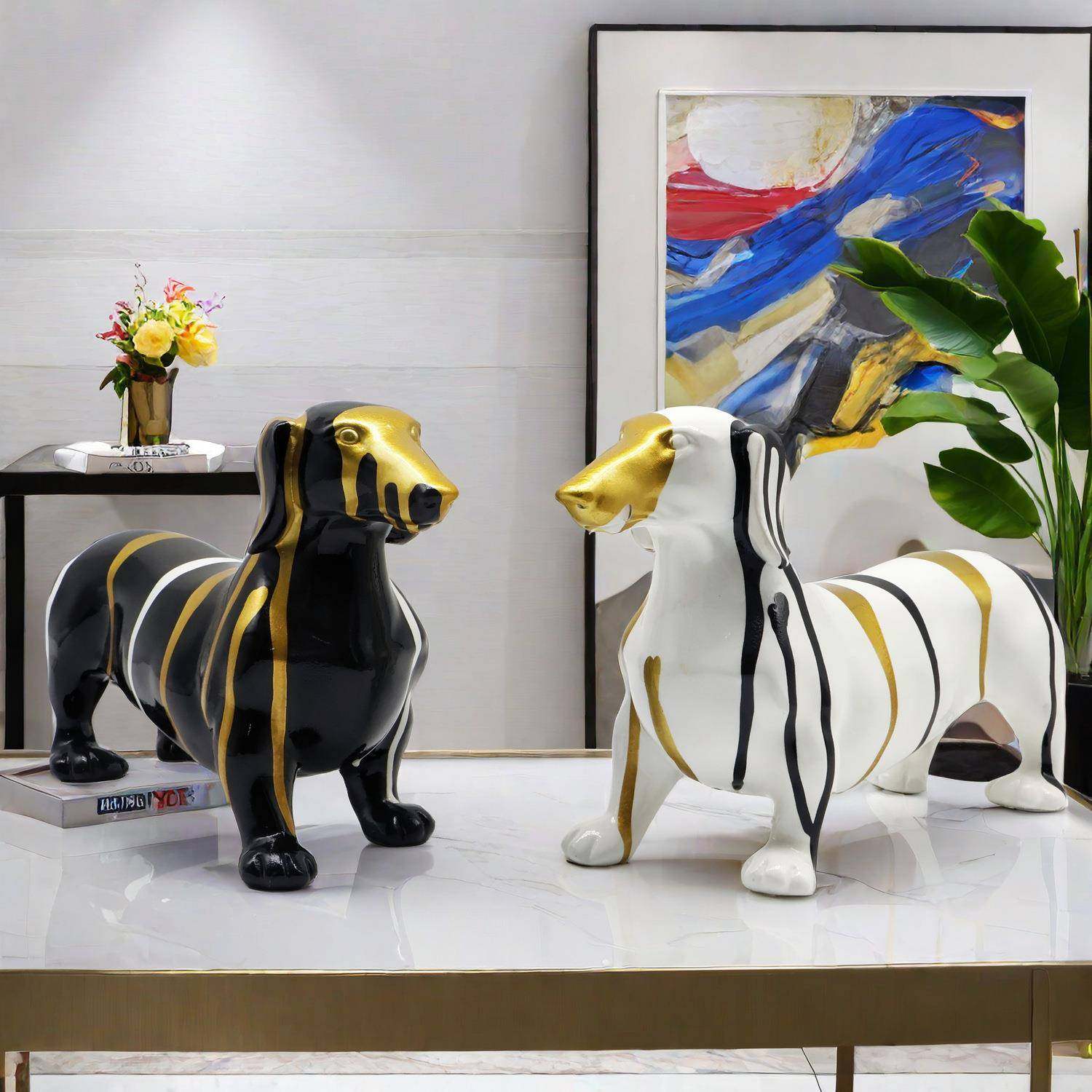 现代创意炫彩腊肠狗家居房间装饰品办公室桌面摆件树脂工艺品好物,自行车/骑行装备/零配件,更多零件/配件,淘宝优惠券,粉丝福利购,淘宝优惠卷