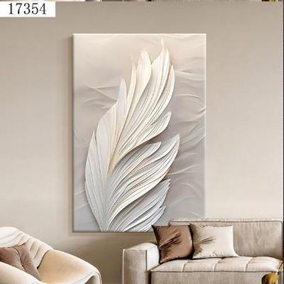 现代手绘简约装饰画激励分工立体羽毛挂画客厅走廊壁画奶油风高级
