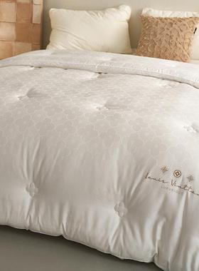 白色李官奇55%大豆纤维被芯冬被提花被子四季通用被