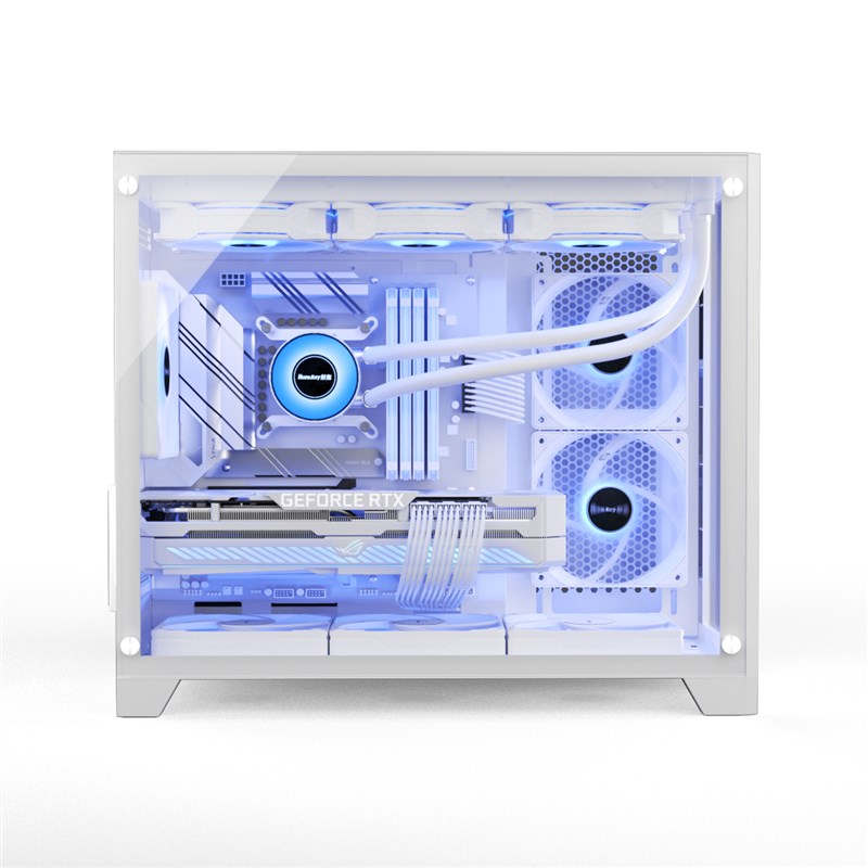 航嘉S960暴风雪海景房机箱白x色台式机电脑主机MATX全景水冷全景