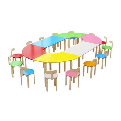 培训班幼儿园f桌椅绘画学习桌子辅导班中小学生实木组合美术课桌