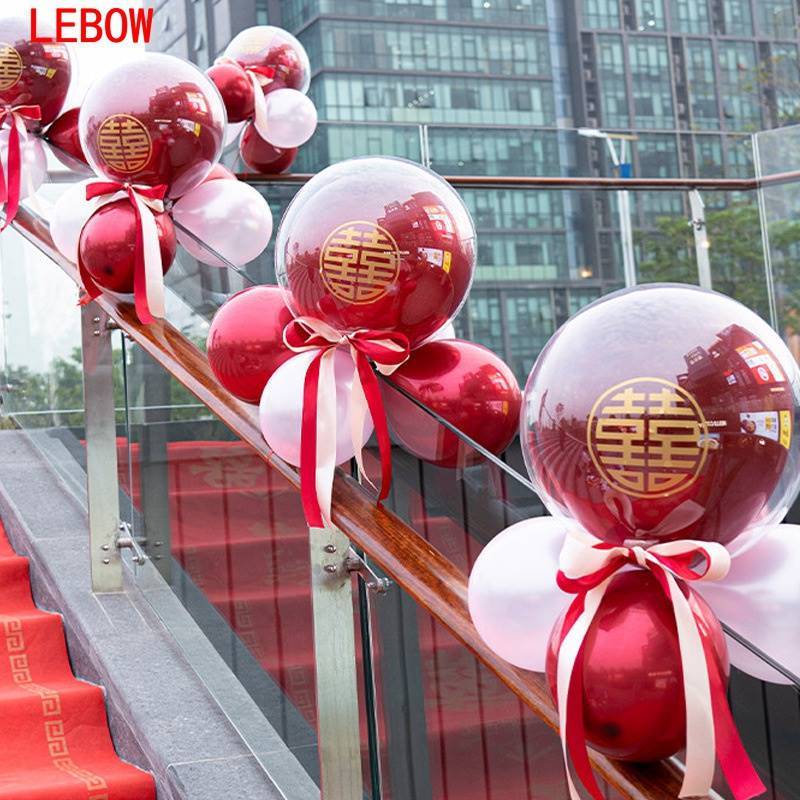 网红结婚楼梯装饰l扶手气球拉花红纱婚礼楼梯布置婚庆套装新房全