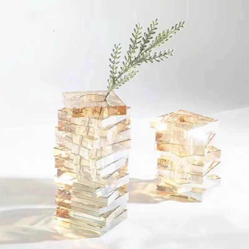 现代轻奢香槟色方块水晶厚重高档花器摆件售楼处样板间电视柜软装,自行车/骑行装备/零配件,更多零件/配件,淘宝优惠券,粉丝福利购,淘宝优惠卷