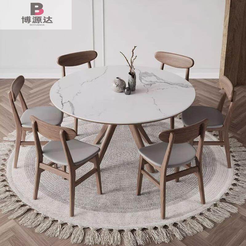 北欧岩板圆餐桌现代家用小户型带转盘组合桌椅白蜡木圆形实木餐桌,特色手工艺,其他特色工艺品,淘宝优惠券,粉丝福利购,淘宝优惠卷