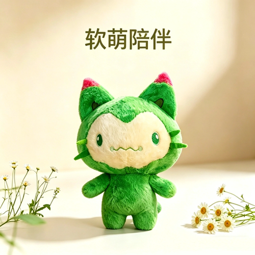 洛克王国喵喵毛绒玩偶安抚抱枕
