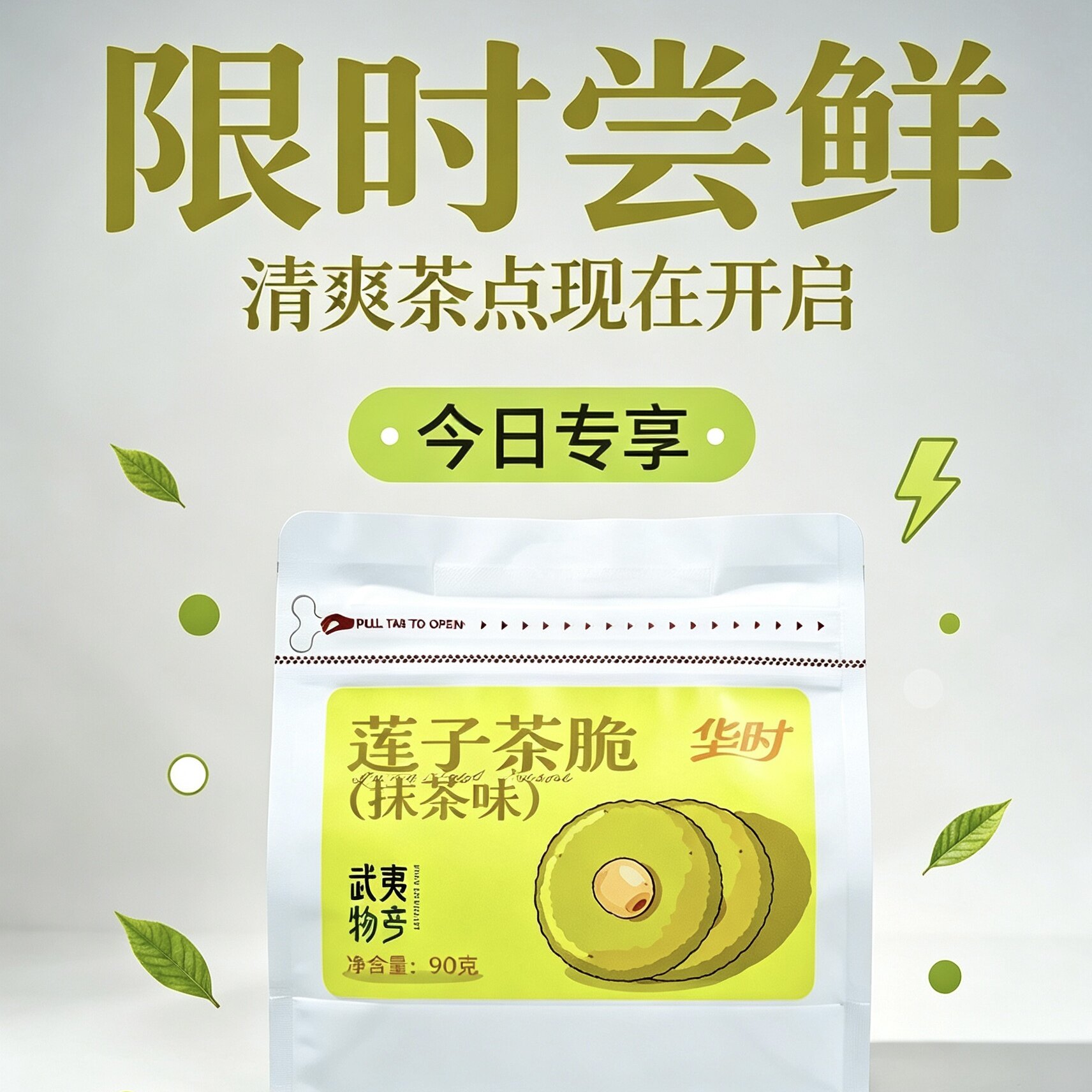 【华时】抹茶味莲子茶脆〔袋装〕｜武夷山特产网红伴手礼休闲零食
