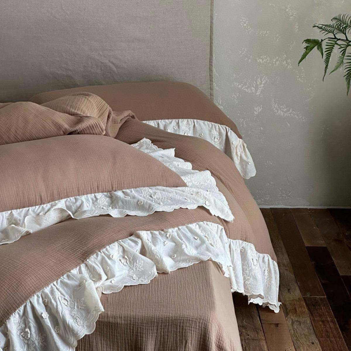 法式复古纯棉皱皱纱双层纱四件套蕾丝刺绣花边纯色公主风套件1.8,纺织面料/辅料/配套,纺织机械配件,淘宝优惠券,粉丝福利购,淘宝优惠卷