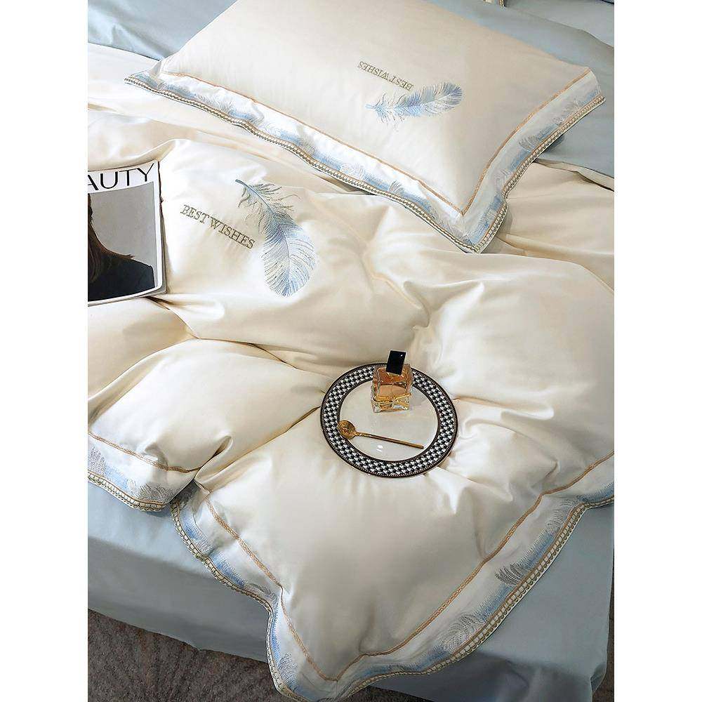 xyt轻奢风100支双股澳棉全棉四件套羽毛刺绣纯棉被套1.8床上用品,节庆用品/礼品,新娘配件,淘宝优惠券,粉丝福利购,淘宝优惠卷
