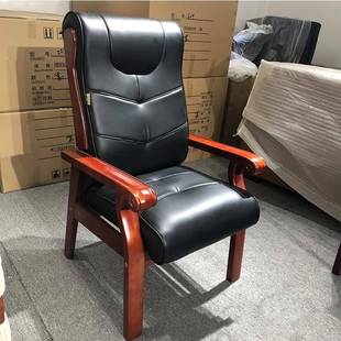 新中式 大型会议椅棋牌室实木会客椅四脚椅油漆高靠背办公椅办公室