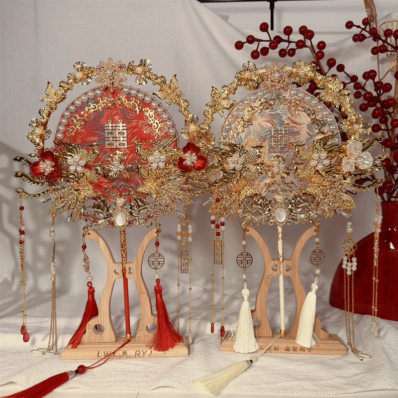 团扇结婚新娘diky材料包手工秀禾中式扇子婚礼喜扇高级感婚纱双面