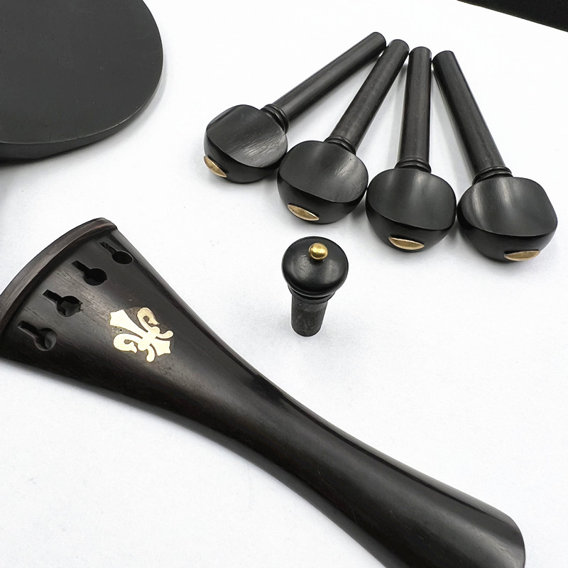 小提琴配件 乌木配件4/4  铜钉琴轴/尾柱/腮托/拉弦板