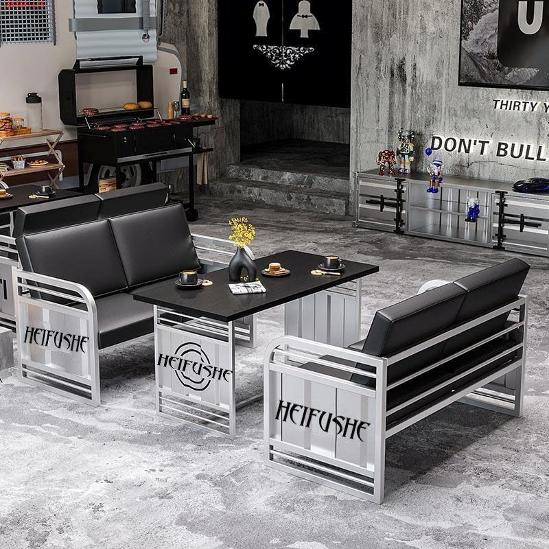 工业风奶茶店桌椅组合餐厅酒吧咖啡厅烧烤店创意卡座沙发