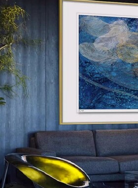 飞翔之羽a现代简约蓝色风格客厅玄关装饰画卧室高级感风景挂画