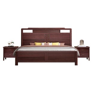 新中式乌金木实木床1.5qm现代简约轻奢主卧双人床1.8m高端储物婚