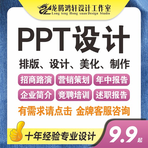 PPT制作定制美化设计修改写工作总结述职做报告演讲课件排版QC