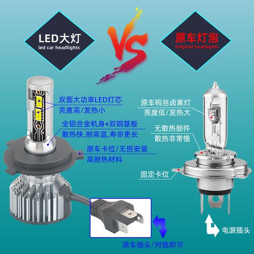 0用04-11款08帕杰罗LED大灯灯泡近光远V73远近一体V77灯光改装适6