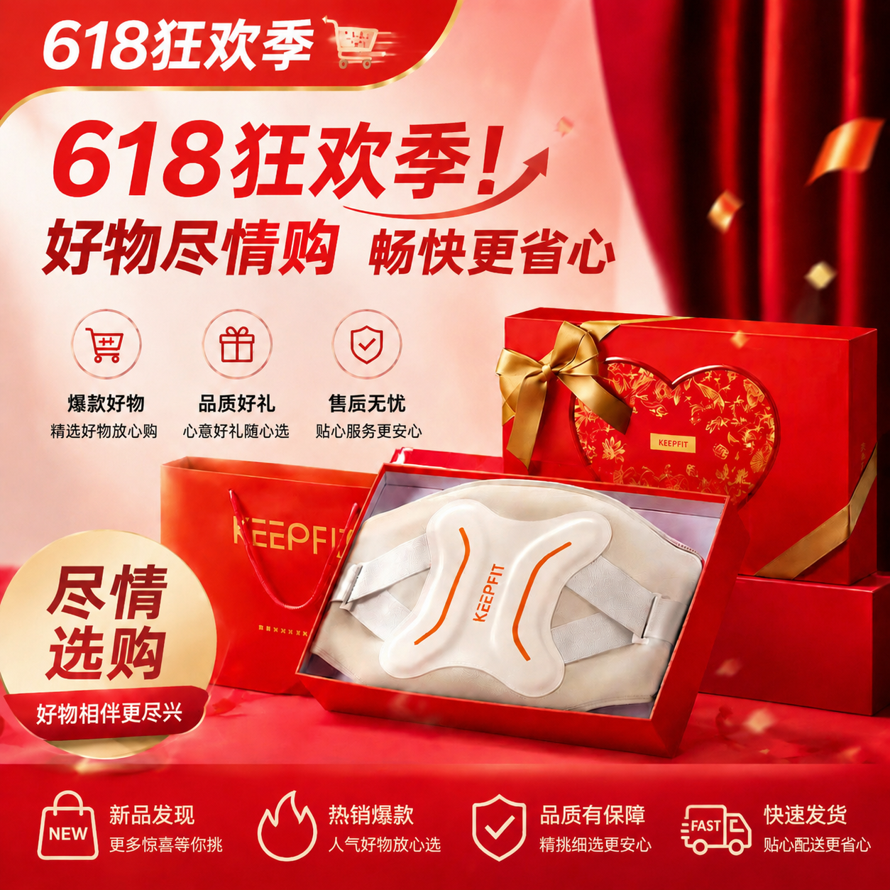 【保价618】科普菲暖宫电加热护腰带热敷宫寒艾疗腰疼腰部按摩仪