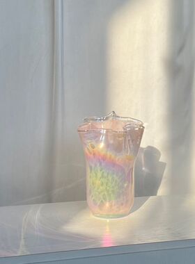 粉光珠色花瓶 手工玻璃花瓶 家居好物分享 客厅花瓶桌面花瓶 摆件