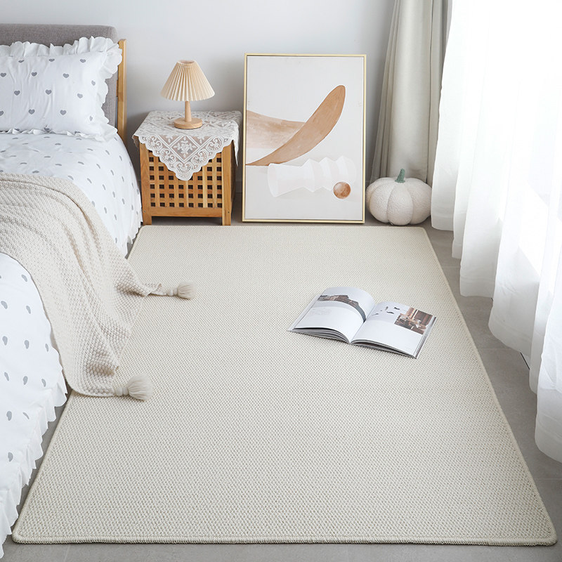 简约素色地毯卧室床边毯米色纯色奶油风高级感客厅茶几地垫防猫抓