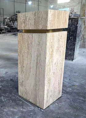 天然白洞石大h理石底座现代客厅落地装饰黑洞石雕塑摆件底座台柱