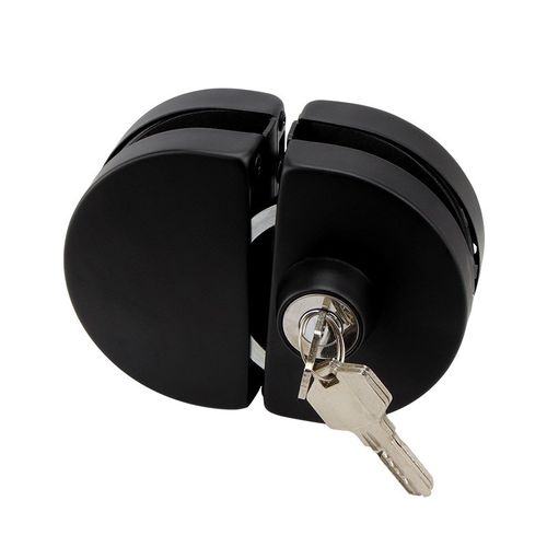 黑色玻璃门锁单门双门单开双开门办公室推拉门锁商铺U型锁免开孔