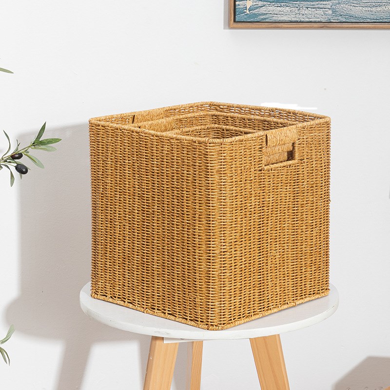 塑料藤编a窄高型收纳筐电视柜边瑜伽垫置物储物箱浴室脏衣篮