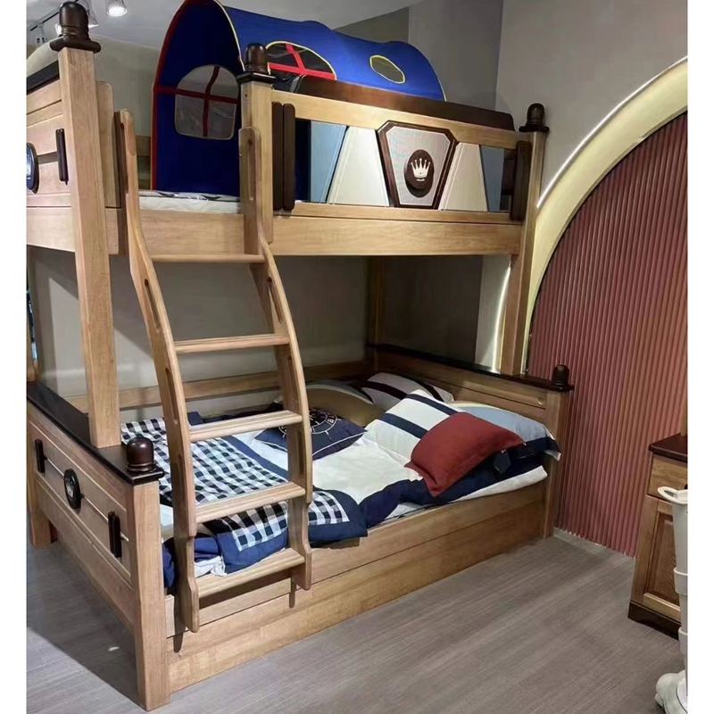 全实木高低床实木儿童床上下床双层D床两层加厚男孩女孩上下铺环