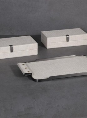 简约现代白色皮革相框套装摆件样板间售楼处O客厅餐厅软装桌面摆