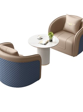 酒店大堂沙发西餐厅m卡座售楼处洽谈橙色棕接待酒店大堂休息区沙