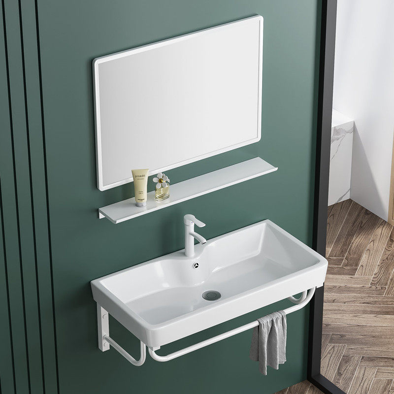 挂墙式洗手盆小户型卫生间洗漱洗脸盆池一体陶瓷迷你单盆阳台简易