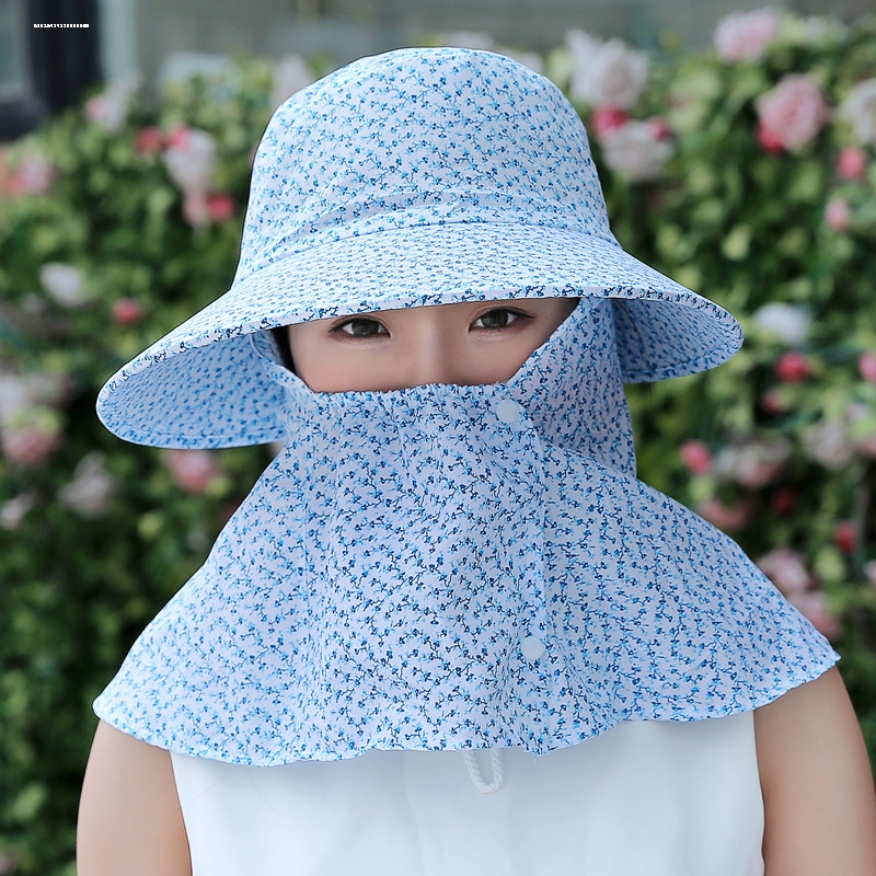 采茶帽女夏季户外干活凉帽子抗UV遮脸遮阳帽防晒大沿遮阳帽女