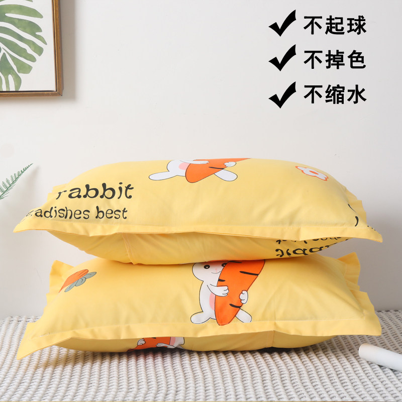 一对装家用枕头套成人简约枕套儿童卡通可爱48x74cm学生宿舍单个